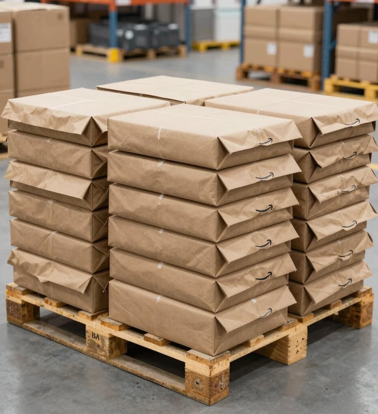 Pallet supply of kraft paper mailers for wholesale packaging