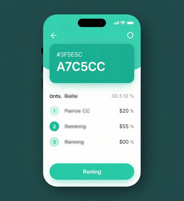 A mockup of a mobile application screen showing a clean, functional dashboard. The UI uses the brand's teal palette (#3F5E5C and #A7C5C3) on a white background. The image is bright and sharp, highlighting the responsive design approach.