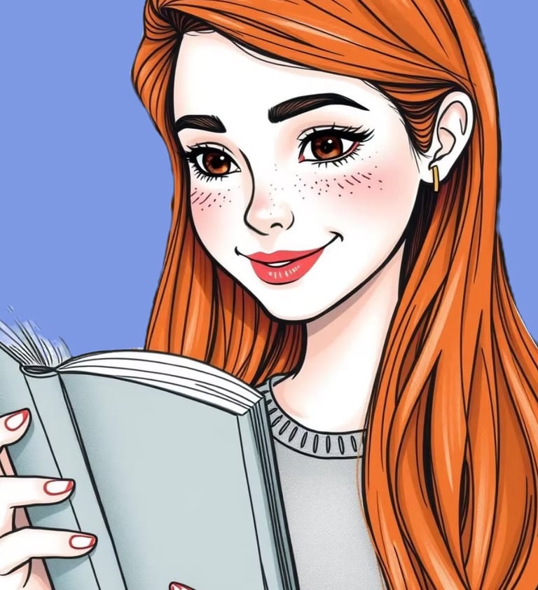 Illustration of a women reading a book