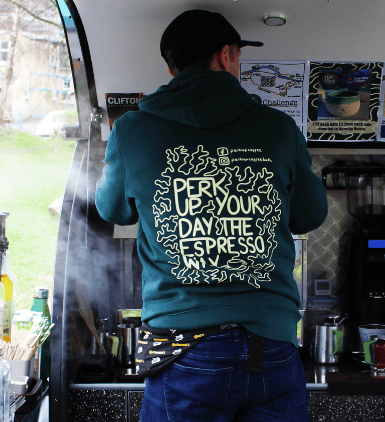 coffee cart pop up cafe on Bath river path