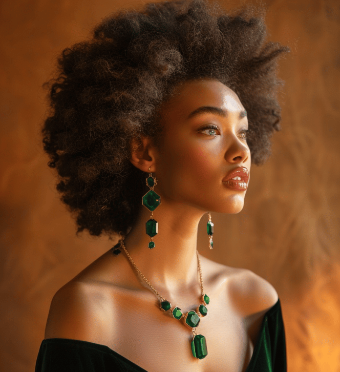 Green Stones in a Statement Necklace for a Black Dress