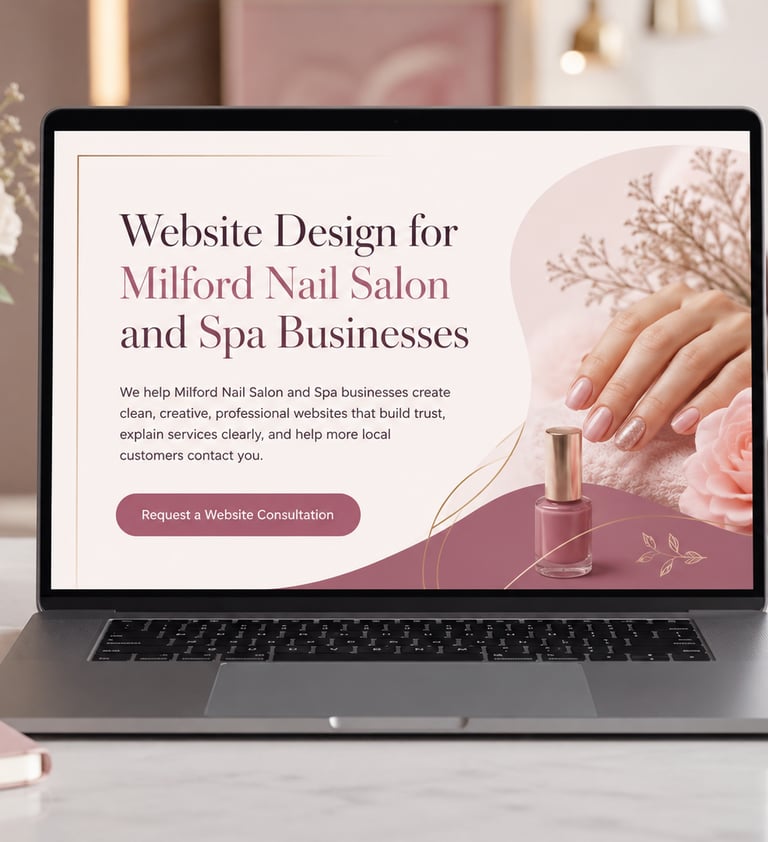 Website design for Milford nail salon and spa businesses