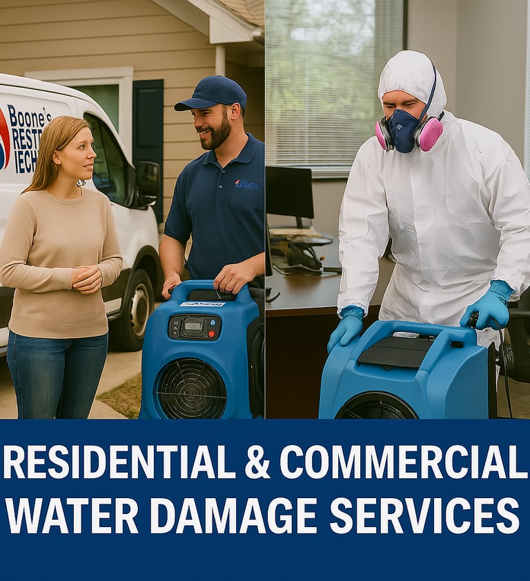 commercial and residential water damage servicesont of a house