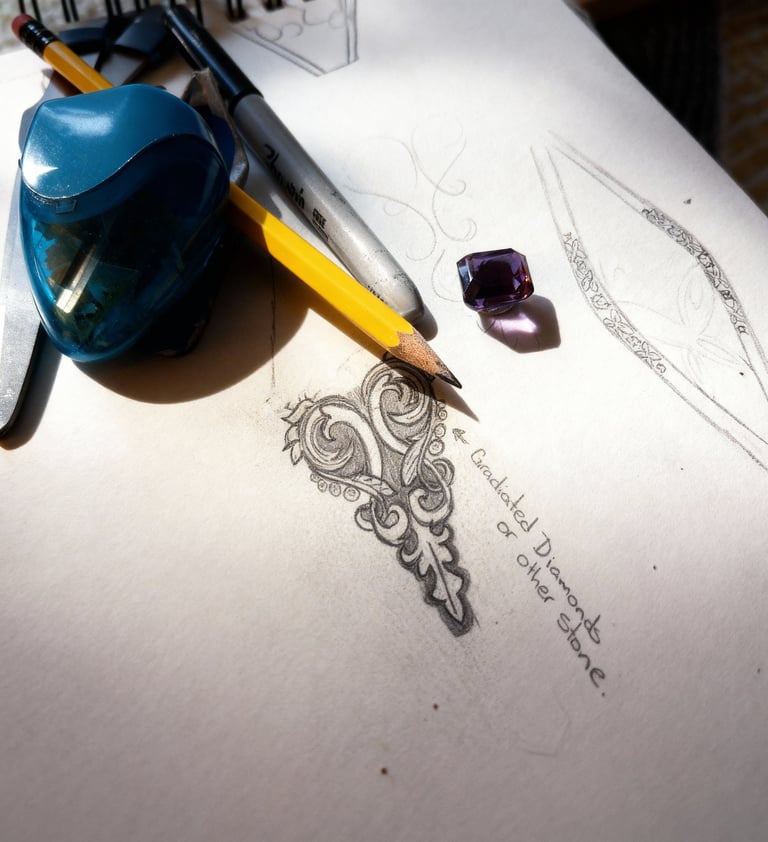 Custom Designed Pieces, made with intention and thought. Reuse and recyle your old jewelry