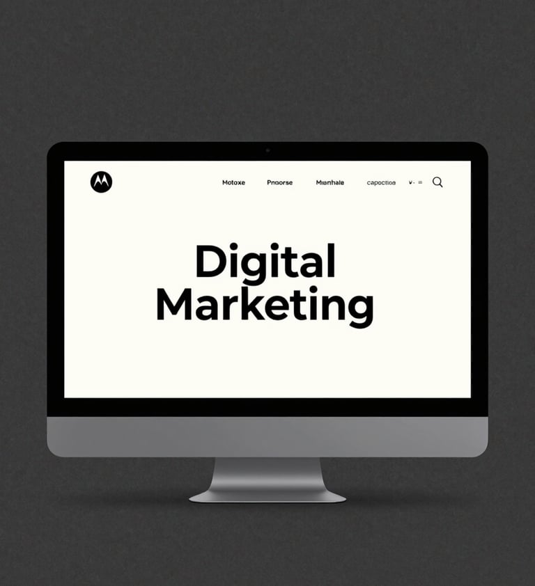 A minimalist, flat-lay photograph of digital marketing assets for the Motorola WBF campaign. The design on the screen is typography-heavy and clean, reflecting the premium editorial style. The background is a textured charcoal surface (#111111) with soft, warm lighting.