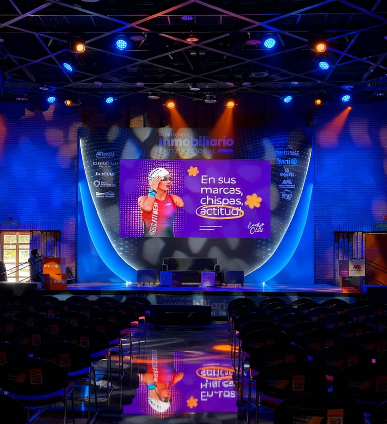 Pantalla LED 1x1 instalada en evento corporativo en Bogotá