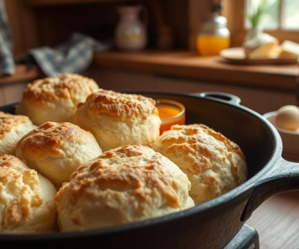 biscuits in an iron skillet
