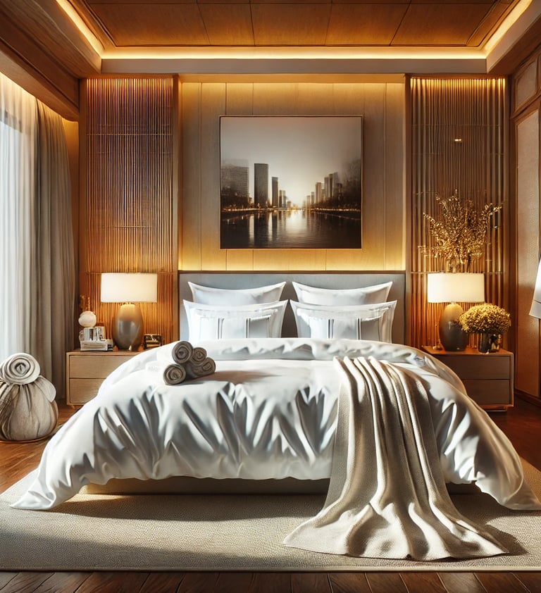 a bedroom with a bed and a chair