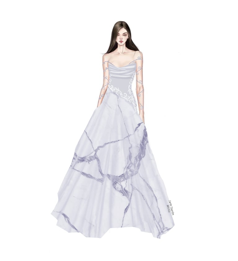 Marble printed gown