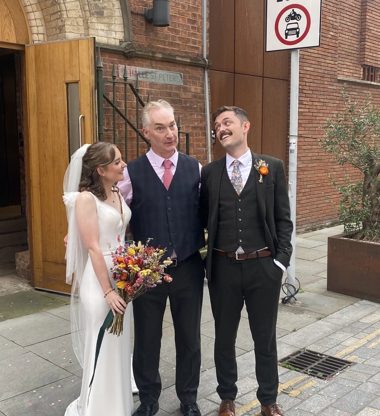 David Allbutt Celebrant with Couple After Their Wedding Ceremony