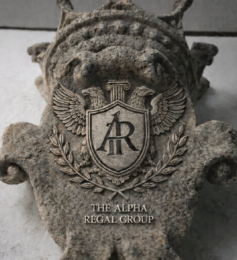 a stone lion head the alpha regal group hospitality real estate property management assets manage