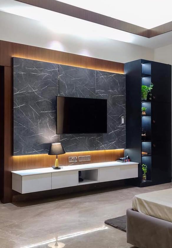 Luxury Modern Interior Design for Flats Apartments- modern TV wall
