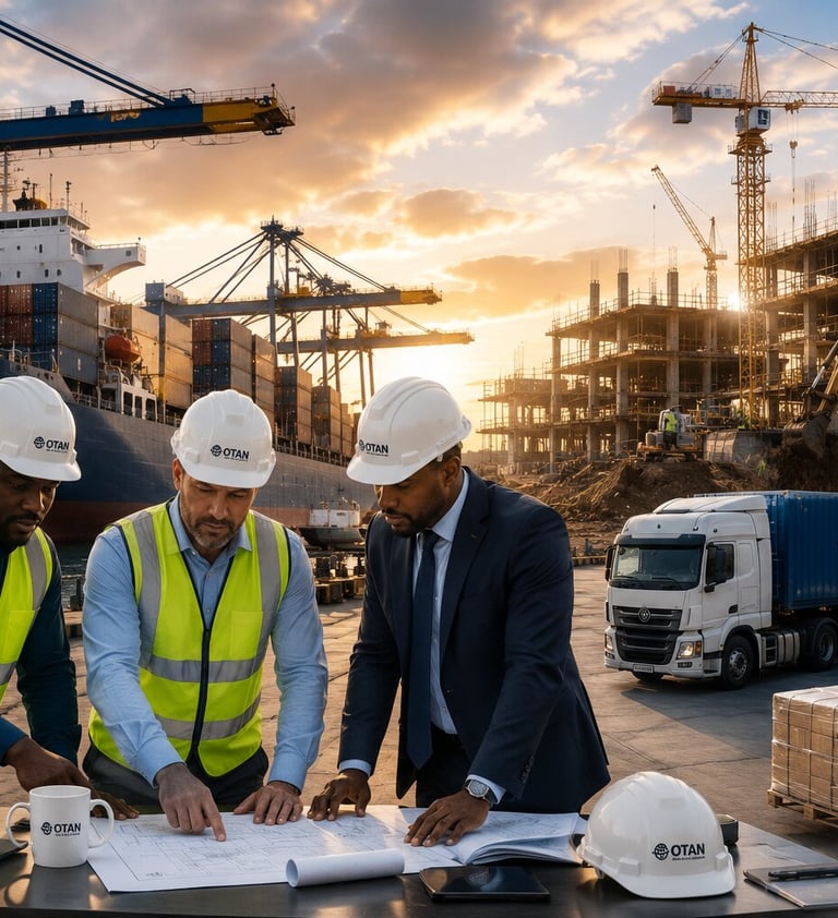 Engineers planning an integrated marine, construction and logistics project