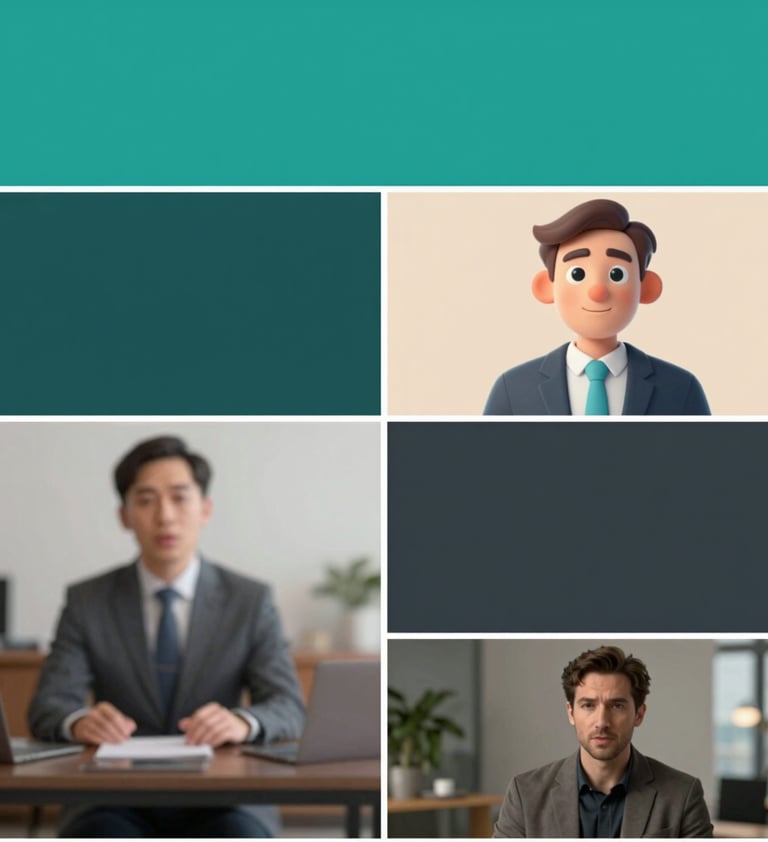 A high-quality montage of video stills: one featuring a 3D animation, another a corporate interview, and a third a cinematic b-roll shot. The composition is modern and balanced, using the brand palette of teal, charcoal, and soft sand.