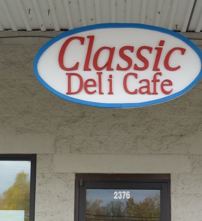 Sign over front door.