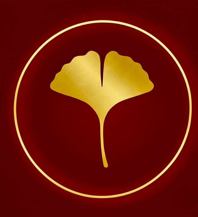 feuille de Ginko dorée - le loup et le hibou