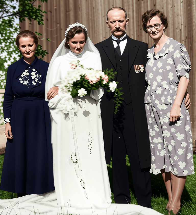 Mother’s wedding photograph, around 1940, after restoration