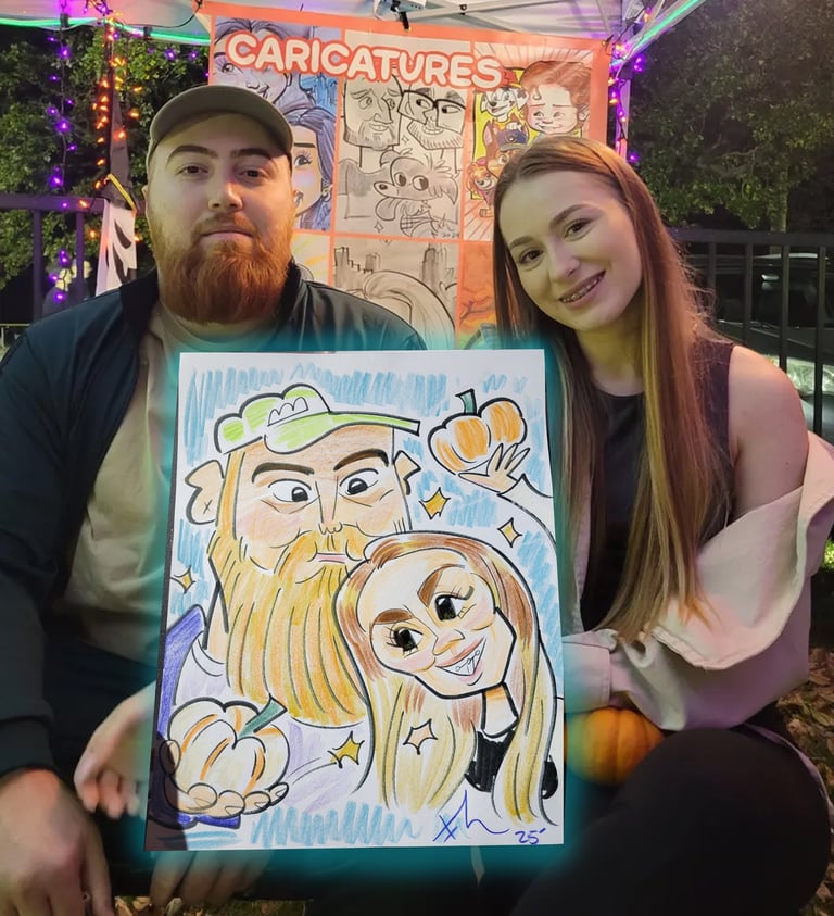 caricature of a couple