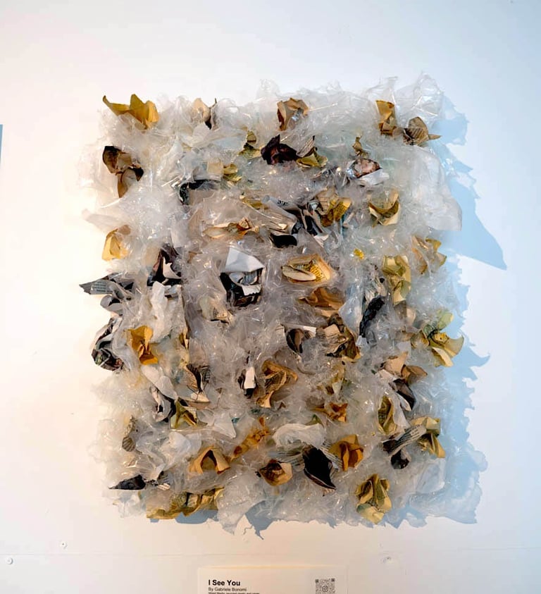 i see you - plastic and paper on mirror