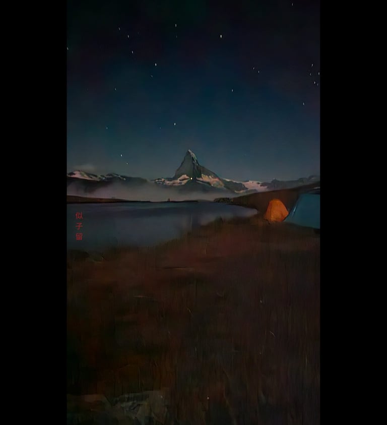 Ten Seconds of Two Minutes of Night Time Clear of the Matterhorn at Stellisee - NIKORU - 08.2024