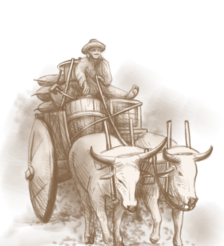 Ilustração do Jaum para seu primeiro livro, representando um cacheiro viajante