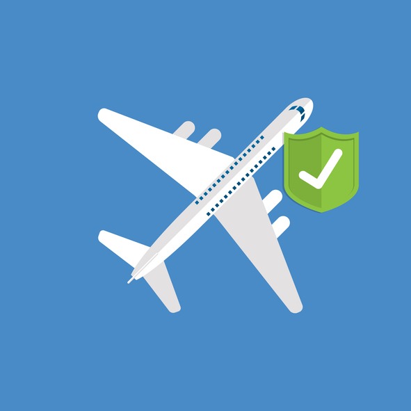 a plane with a green shield on it