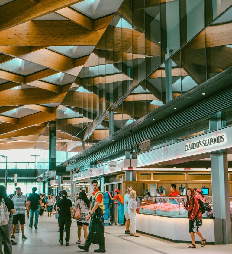 commercial building with high ceiling mockup