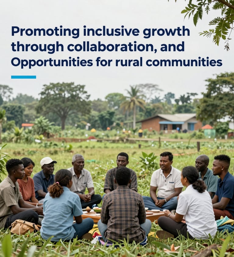 Community members gathered around a table discussing sustainable farming practices.