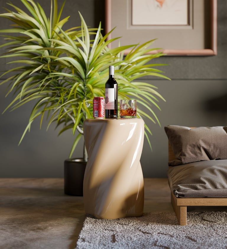 twisted form side table modern drink table designer furniture sculptural metal table contemporary 