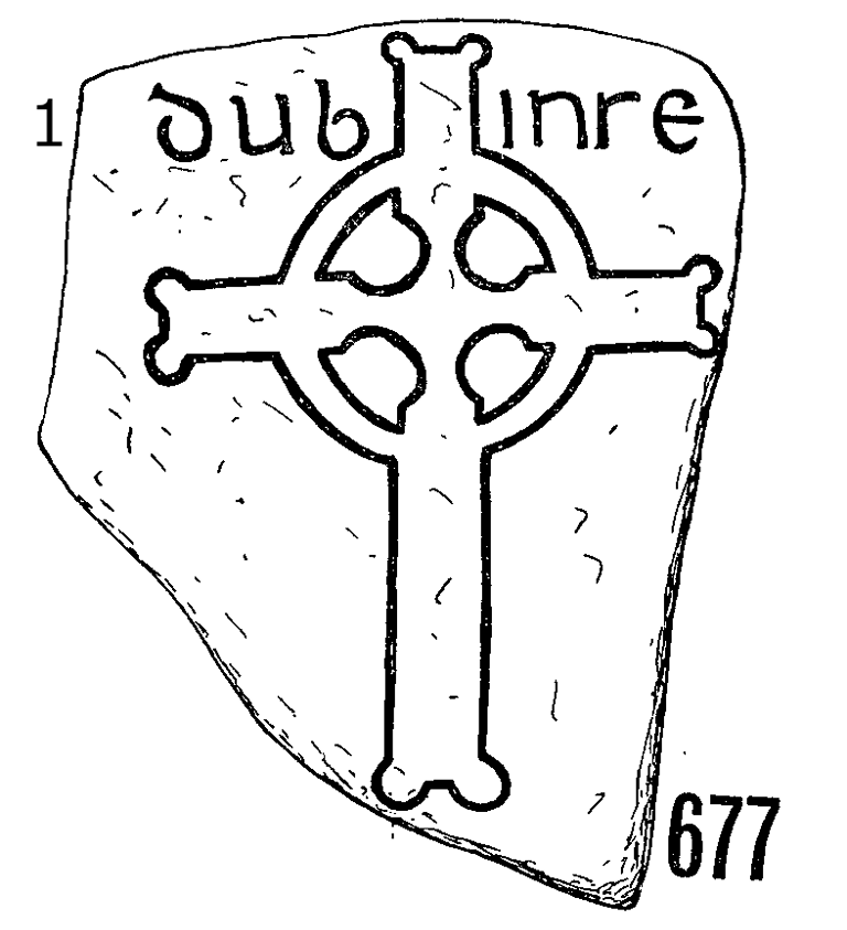 Clonmacnois Runestone 677 - Barony of Garrycastle, County of Offally, Ireland (600 CE)