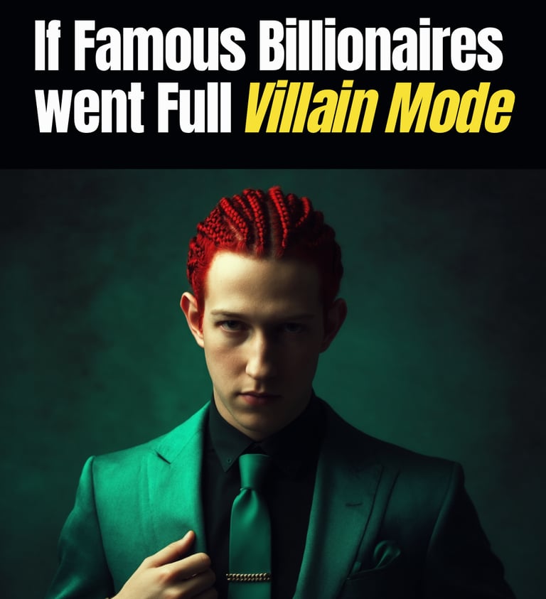 a man with red hair and a green suit