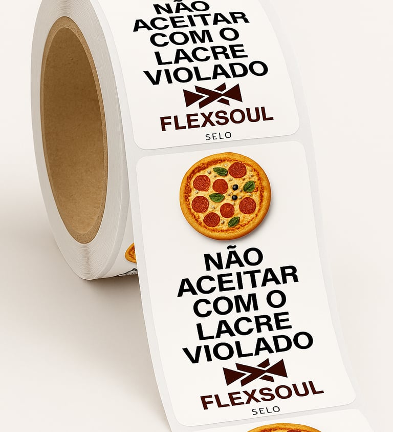 Imagem de um rolo de etiqueta de lacre de segurança.