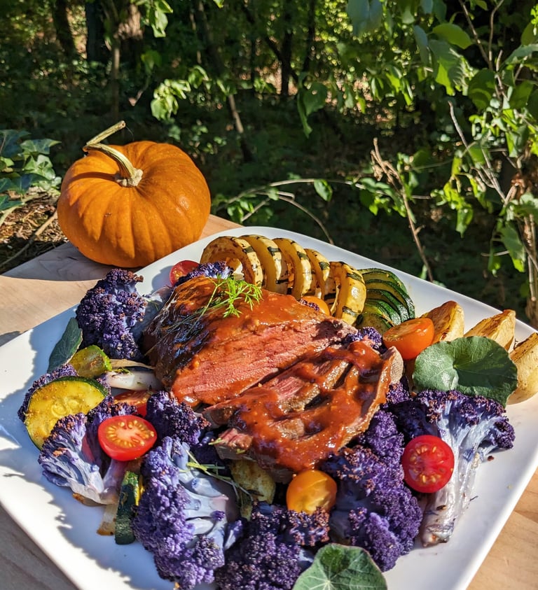 Roast local vegetables & beef, Best Private Chef farm-to-table Dinner Party Portland, OR gluten-free