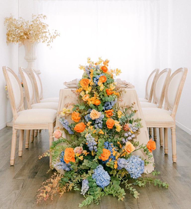 cascade fleuri table d'honenur dîner de gala
