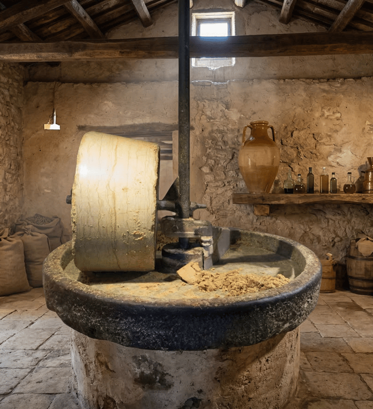 Meule de pierre broyage cerneaux