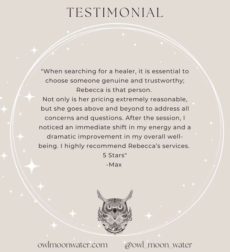 Psychic Reading Testimonial for Owl Moon Water