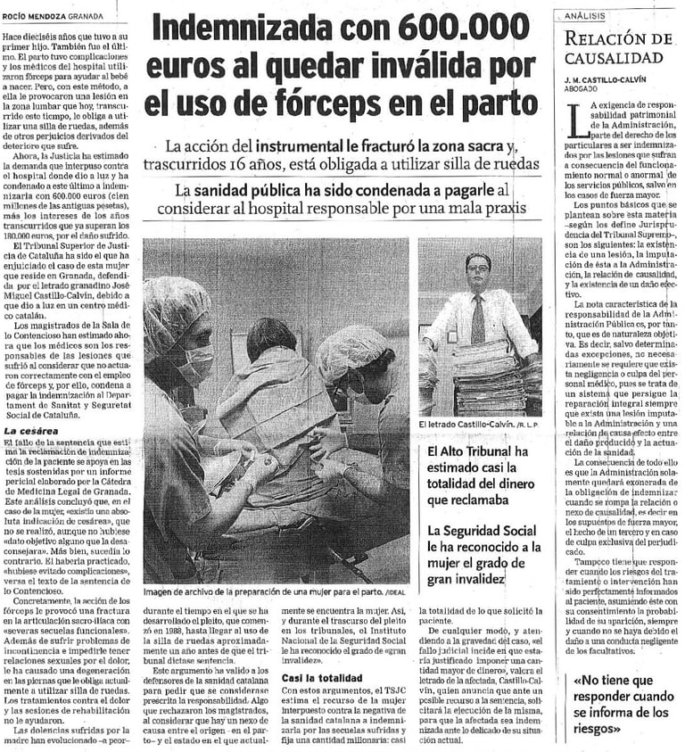 negligencia médica: condena por mala praxis en un parto uso de fórceps durante la cesárea