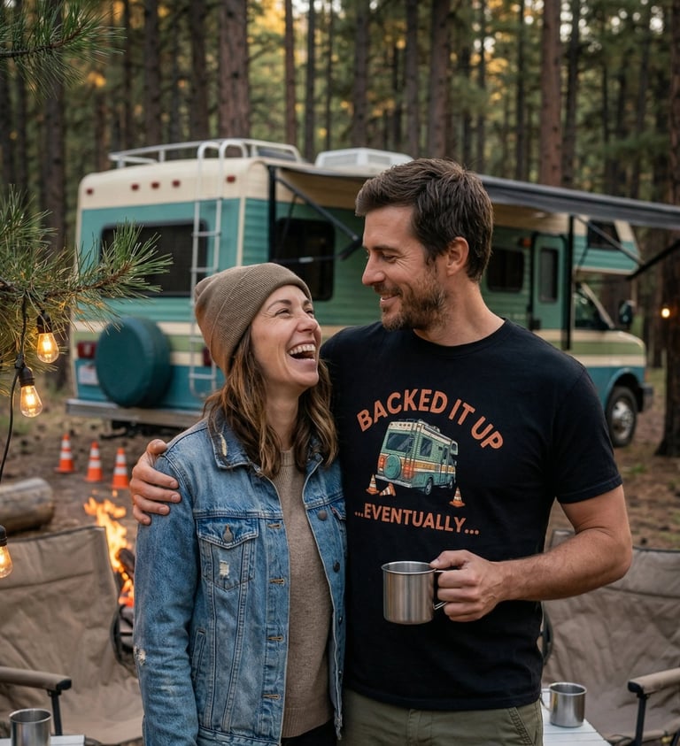 Backed It Up Eventually funny RV camping shirt — the perfect gift for RV owners by Horacio&Visconti
