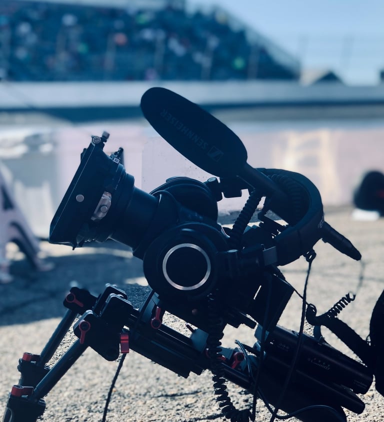 Camera rig for live action filming at North Wilkesboro speedway