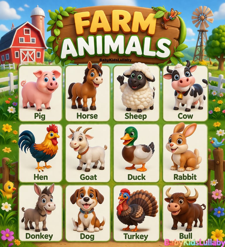 Kids’ animals and habitats section with colorful nature animal icons.printable poster
