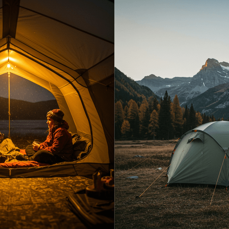 Versatile camping tent in diverse landscapes, highlighting best camping tent for all weather conditi