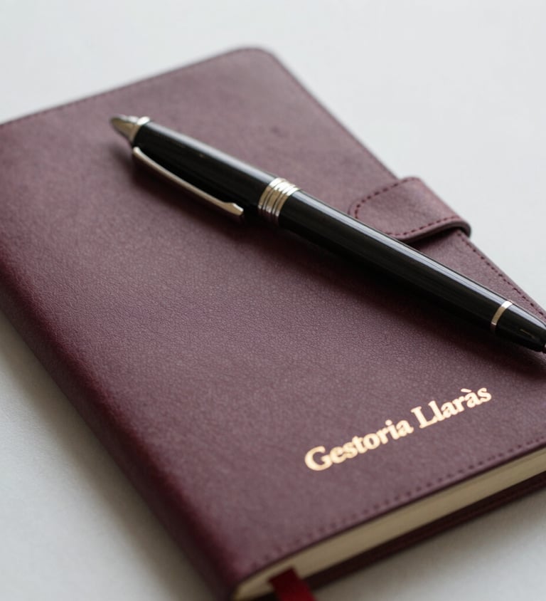 A stack of office ring binders and documents on a desk with an accountant working in the background.