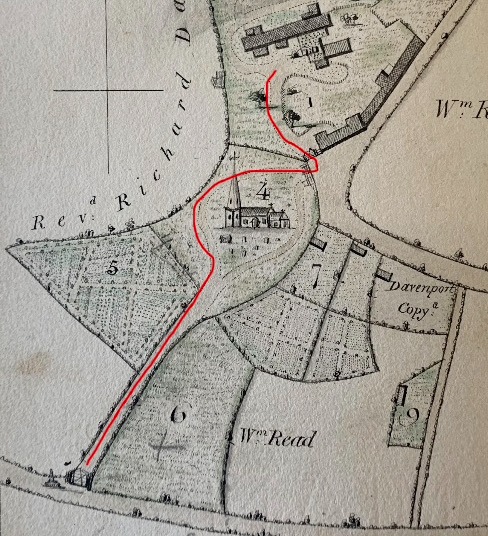 Map, from a Survey showing Bredon Church & Rectory lands, 1810