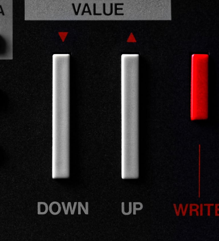 a control panel showing value up and down buttons
