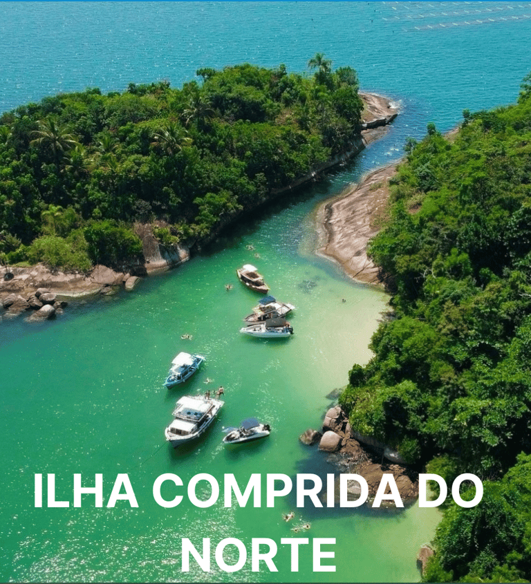 Imagem da ilha comprida do norte, uma ilha em Paraty