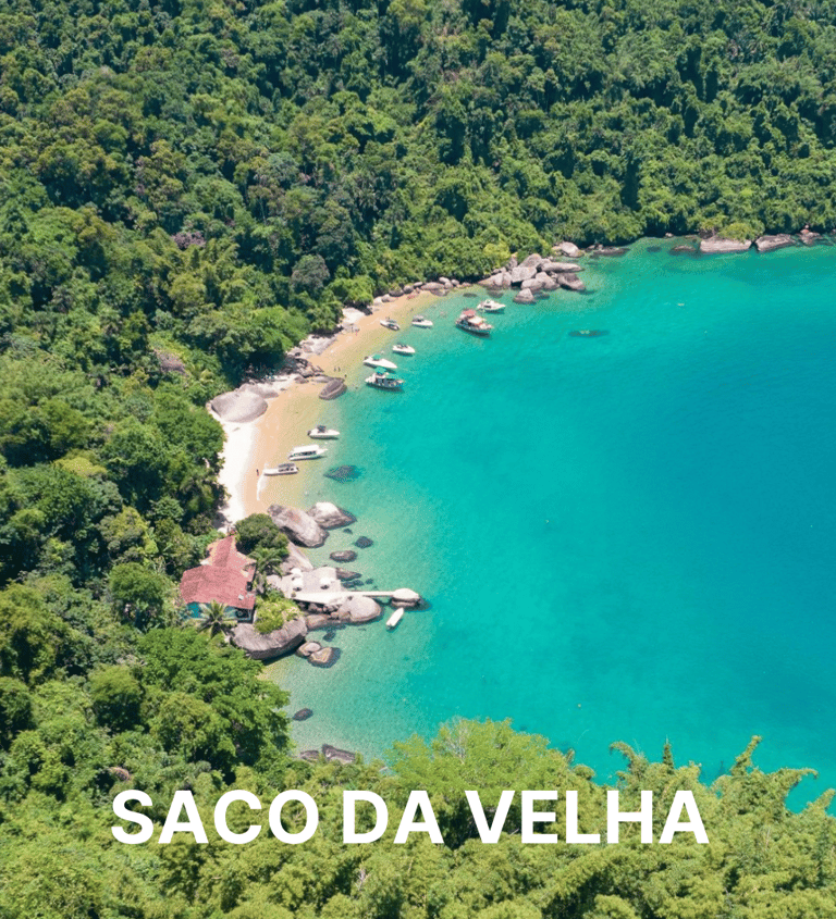 Imagem do saco da velha, uma praia em Paraty