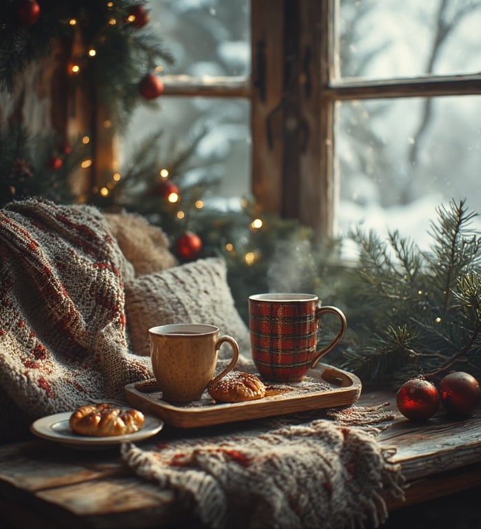 Cozy Ralph Lauren Christmas breakfast nook.