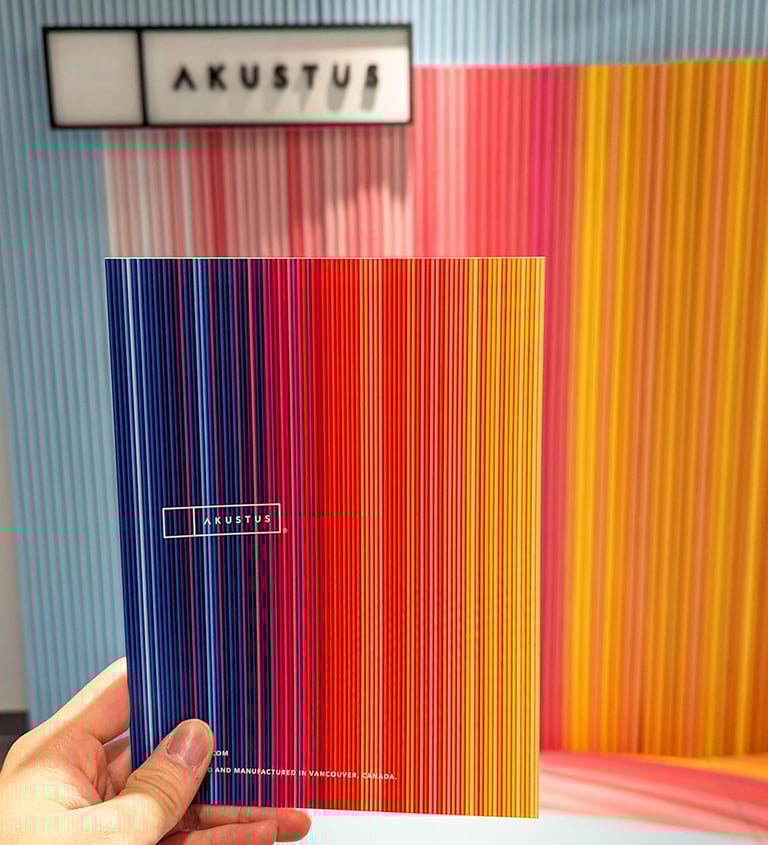 bright colored fluted PET product called fino from AKUSTUS at neocon