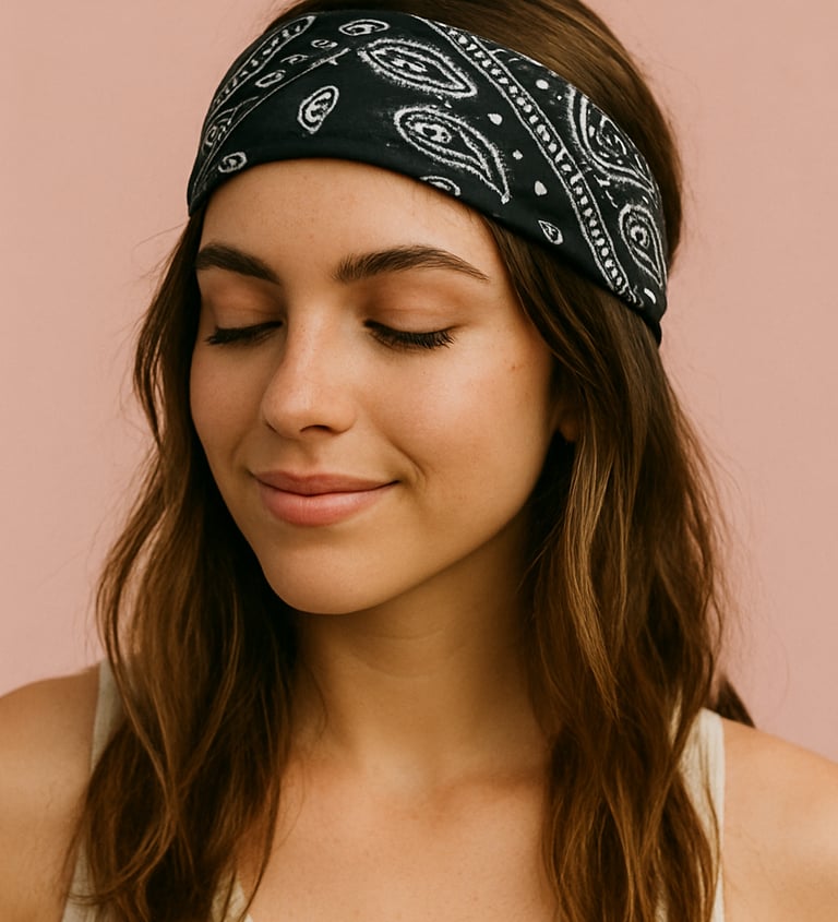 young fashionable woman wearing a bandana as a headscarf