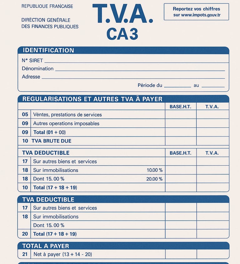 formulaire régime de TVA
